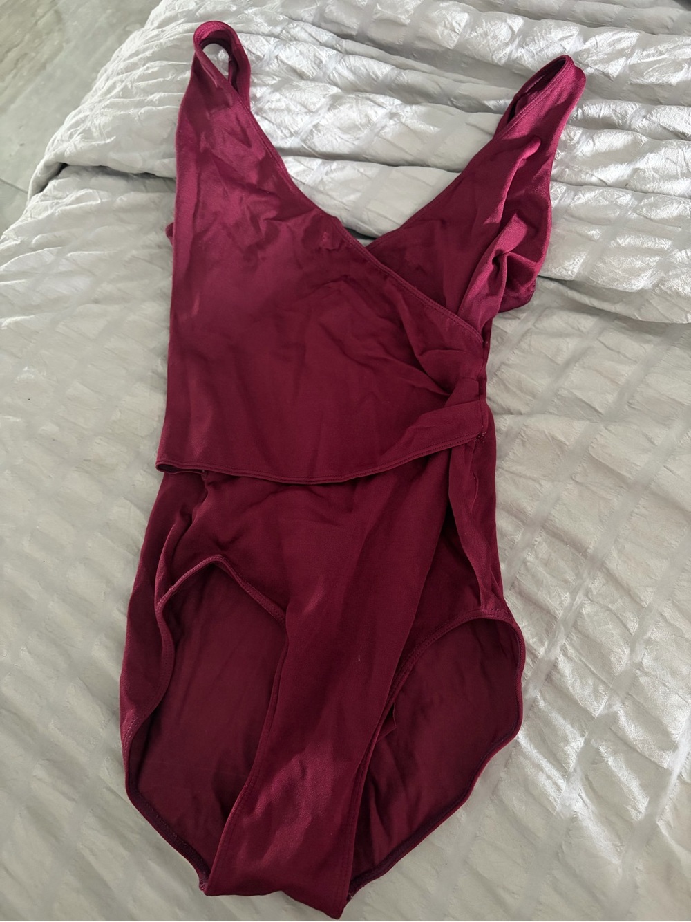 Danskin Burgundy Wrap-Front Bodysuit Bandeau